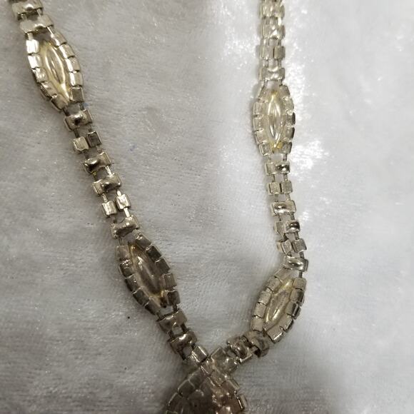 Clear rhinestone necklace oval 16" /3"ext.silver tone 1.1637 - Picture 10 of 12
